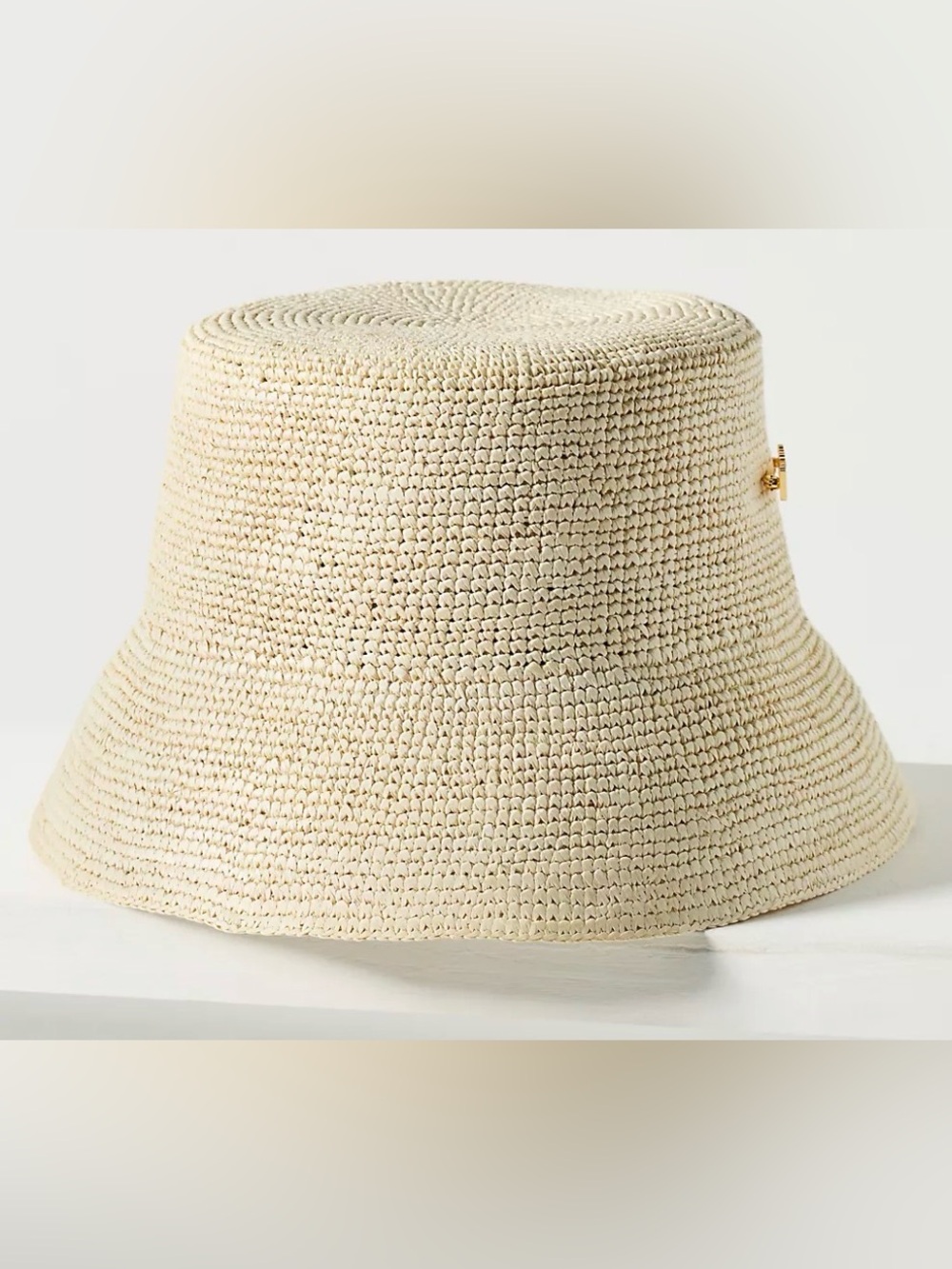 VAN PALMA Gina Bucket Hat Natural Straw Size Large Anthropologie NWOT